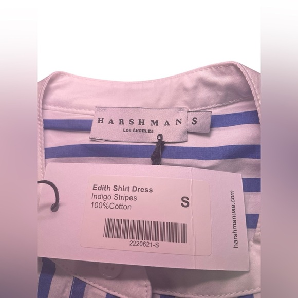 Harshman New NWT Edith Shirt Midi Dress Blue White Stripe Size Small - Picture 5 of 6